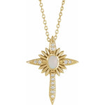 Cargar imagen en el visor de la galería, Platinum 14k Yellow Rose White Gold Genuine Opal Diamond Nativity Cross Pendant Charm Necklace
