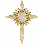 Kép betöltése a galériamegjelenítőbe: Platinum 14k Yellow Rose White Gold Genuine Opal Diamond Nativity Cross Pendant Charm Necklace
