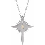 Załaduj obraz do przeglądarki galerii, Platinum 14k Yellow Rose White Gold Genuine Opal Diamond Nativity Cross Pendant Charm Necklace
