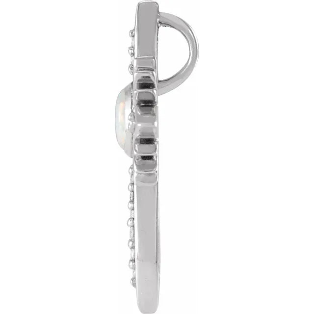 Platinum 14k Yellow Rose White Gold Genuine Opal Diamond Nativity Cross Pendant Charm Necklace