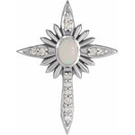 Ladda upp bild till gallerivisning, Platinum 14k Yellow Rose White Gold Genuine Opal Diamond Nativity Cross Pendant Charm Necklace

