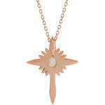Carica l&#39;immagine nel visualizzatore di Gallery, Platinum 14k Yellow Rose White Gold Genuine Opal Diamond Nativity Cross Pendant Charm Necklace

