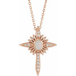 画像をギャラリービューアに読み込む, Platinum 14k Yellow Rose White Gold Genuine Opal Diamond Nativity Cross Pendant Charm Necklace
