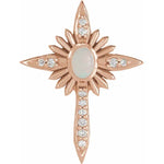 Lataa kuva Galleria-katseluun, Platinum 14k Yellow Rose White Gold Genuine Opal Diamond Nativity Cross Pendant Charm Necklace
