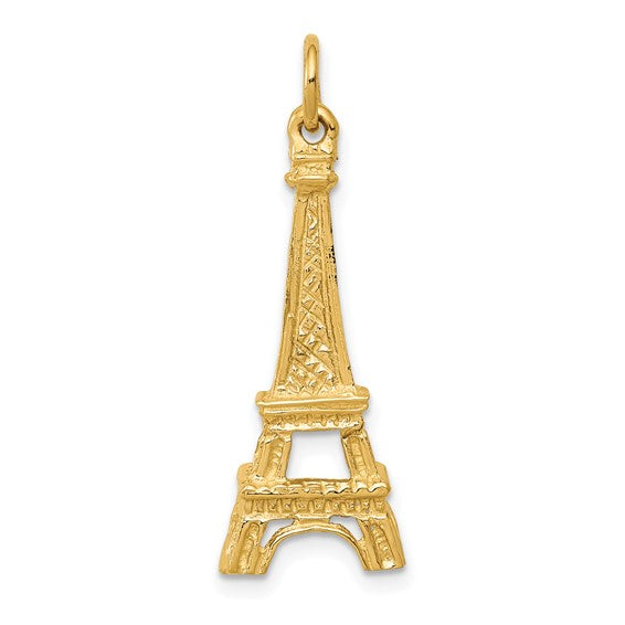 10k Yellow Gold Paris Eiffel Tower Pendant Charm