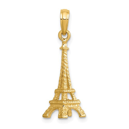 10k Yellow Gold Paris Eiffel Tower 3D Pendant Charm