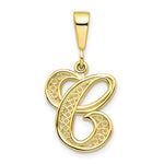 画像をギャラリービューアに読み込む, 10K Yellow Gold Initial Letter C Cursive Script Alphabet Filigree Pendant Charm
