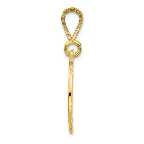 10K Yellow Gold Initial Letter D Cursive Script Alphabet Filigree Pendant Charm