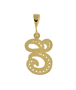 Load image into Gallery viewer, 10K Yellow Gold Initial Letter E Cursive Script Alphabet Filigree Pendant Charm
