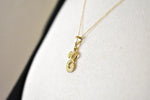 Load image into Gallery viewer, 10K Yellow Gold Initial Letter E Cursive Script Alphabet Filigree Pendant Charm
