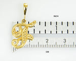 Afbeelding in Gallery-weergave laden, 10K Yellow Gold Initial Letter F Cursive Script Alphabet Filigree Pendant Charm
