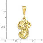 Load image into Gallery viewer, 10K Yellow Gold Initial Letter G Cursive Script Alphabet Filigree Pendant Charm
