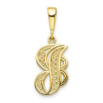 Load image into Gallery viewer, 10K Yellow Gold Initial Letter J Cursive Script Alphabet Filigree Pendant Charm
