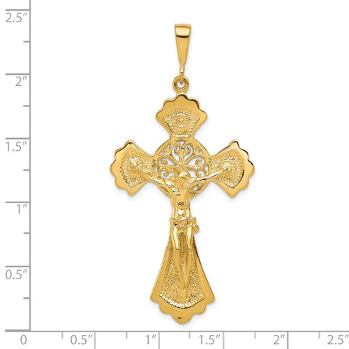 10k Yellow Gold Crucifix Cross Large Pendant Charm