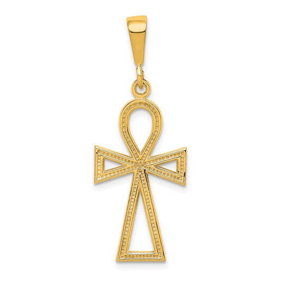 10k Yellow Gold Ankh Cross Pendant Charm