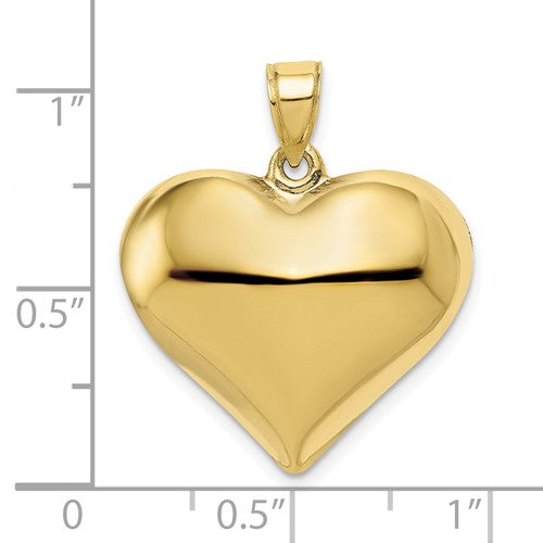 10k Yellow Gold Puffy Heart 3D Pendant Charm