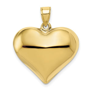 10k Yellow Gold Puffy Heart 3D Pendant Charm