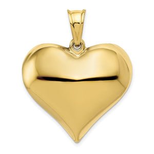 10k Yellow Gold Puffy Heart 3D Large Pendant Charm