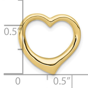 10k Yellow Gold Floating Heart Chain Slide Pendant Charm