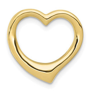 10k Yellow Gold Floating Heart Chain Slide Pendant Charm