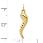 Indlæs billede til gallerivisning 10k Yellow Gold Good Luck Italian Horn 3D Pendant Charm
