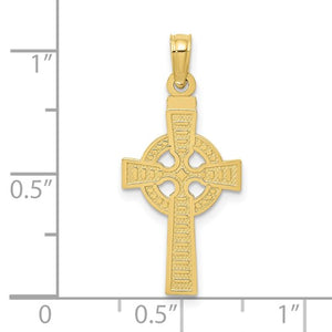 10k Yellow Gold Celtic Cross God Is Love Reversible Pendant Charm