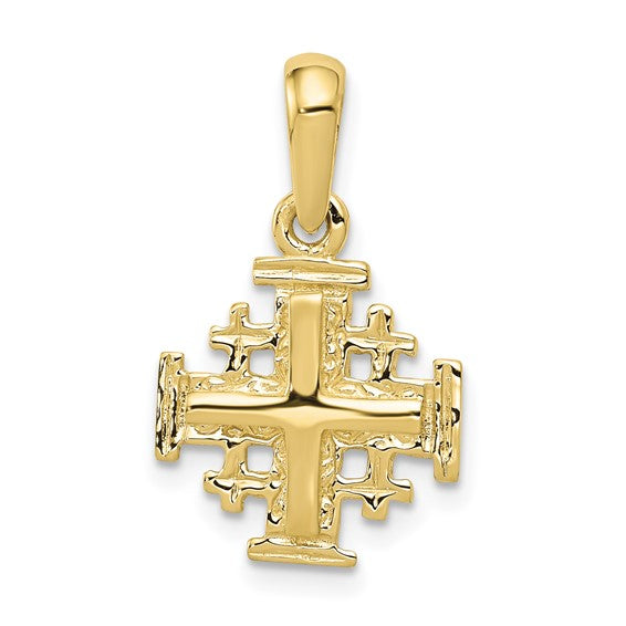10k Yellow Gold Jerusalem Cross Small Pendant Charm