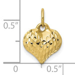이미지를 갤러리 뷰어에 로드 , 10k Yellow Gold Puffy Heart 3D Textured Small Pendant Charm

