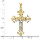 Load image into Gallery viewer, 10k Yellow White Gold Two Tone INRI Crucifix Cross Large Pendant Charm
