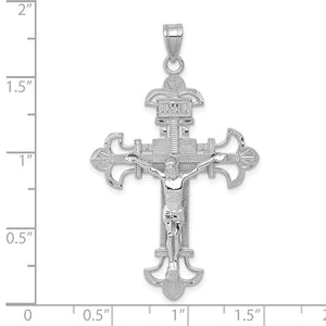 10k White Gold INRI Crucifix Cross Large Pendant Charm