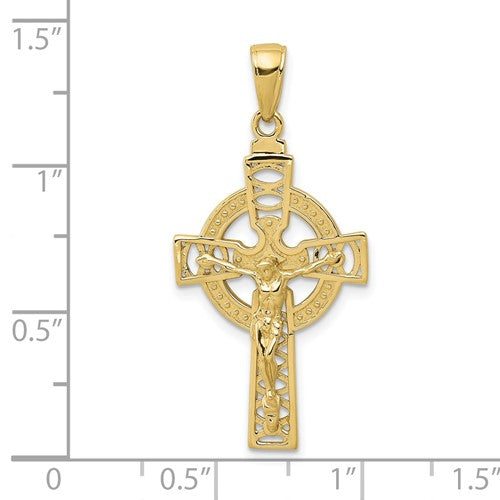 10k Yellow Gold Celtic Crucifix Cross Pendant Charm