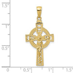 Afbeelding in Gallery-weergave laden, 10k Yellow Gold Celtic Crucifix Cross Pendant Charm
