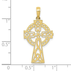 10k Yellow Gold Celtic Knot Cross Pendant Charm
