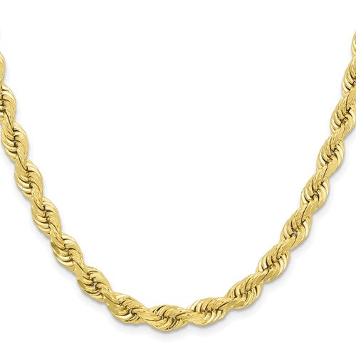 10k Yellow Gold 6.5mm Diamond Cut Rope Bracelet Anklet Choker Necklace Pendant Chain