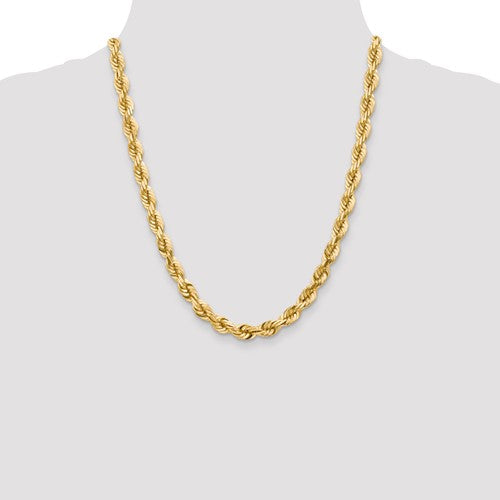 10k Yellow Gold 7mm Diamond Cut Rope Bracelet Anklet Choker Necklace Pendant Chain