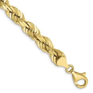 10k Yellow Gold 7mm Diamond Cut Rope Bracelet Anklet Choker Necklace Pendant Chain