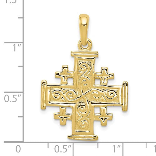10k Yellow Gold Jerusalem Cross Pendant Charm