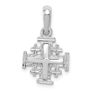 10k White Gold Jerusalem Cross Small Pendant Charm