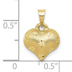 이미지를 갤러리 뷰어에 로드 , 10k Yellow Gold Puffy Heart 3D Diamond Cut Polished Satin Small Pendant Charm
