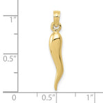 画像をギャラリービューアに読み込む, 10k Yellow Gold Good Luck Italian Horn 3D Pendant Charm
