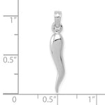 Load image into Gallery viewer, 10k White Gold Good Luck Italian Horn 3D Pendant Charm
