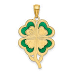 Load image into Gallery viewer, 10k Yellow Gold Enamel Green Four Leaf Clover Pendant Charm
