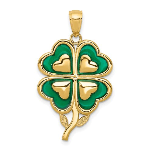 10K Yellow Gold Four Leaf Clover Pendant