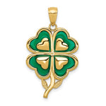Load image into Gallery viewer, 10k Yellow Gold Enamel Green Four Leaf Clover Pendant Charm
