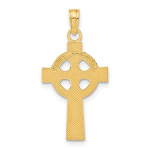 10k Yellow Gold Celtic Cross Eternity Circle Pendant Charm