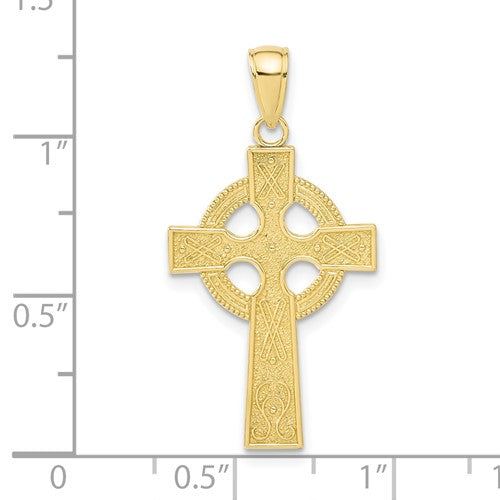 10k Yellow Gold Celtic Cross Eternity Circle Pendant Charm