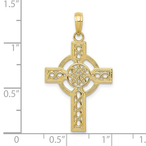 10k Yellow Gold Celtic Knot Cross Pendant Charm
