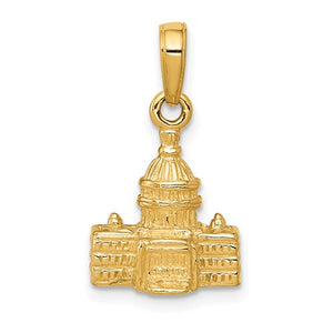 10k Yellow Gold Washington DC Capitol Building 3D Pendant Charm
