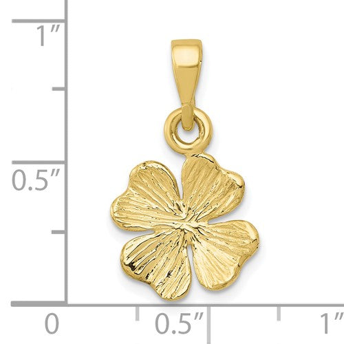 10k Yellow Gold Four Leaf Clover Good Luck Pendant Charm
