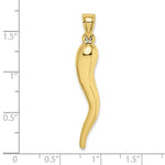 將圖片載入圖庫檢視器 10k Yellow Gold Lucky Italian Horn 3D Large Pendant Charm
